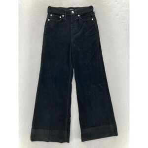 J.Crew Wide Leg‎ Corduroy Trouser Pants Women's 23P Petite Black Stretch Preppy